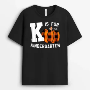 Fall Kindergarten Teacher K Is For Buffalo Plaid Pumpkin T-Shirt - Black