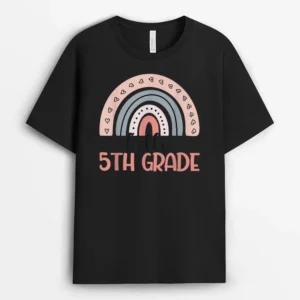 Fifth Grade Boho Rainbow Teacher Student Hello 5th Grade T-Shirt - Black