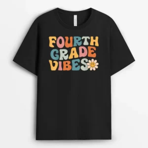 Fourth Grade Vibes - 4th Grade Team Retro 1st Day Of School T-Shirt - Black
