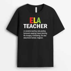 Funny ELA Teacher Definition English Language Arts Teacher T-Shirt - Black