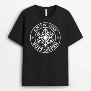 Funny Snow Day Supporter Teacher Student Winter Snowflake T-Shirt - Black