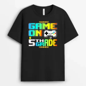 Game On 5th Grade Gaming Video Gamer Back To School Boys T-Shirt - Black