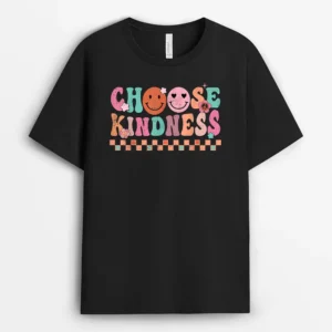 Groovy Choose Kindness Unity Day Smiling Be Kind Hippie T-Shirt - Black