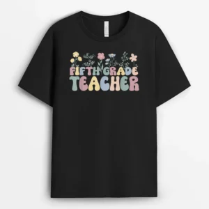 Groovy Fifth Grade Teacher 5th Grade Teacher T-Shirt - Black