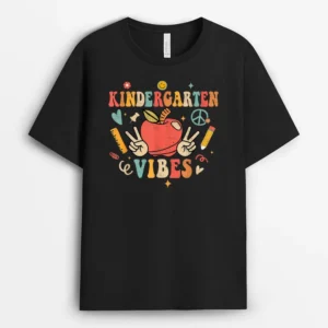 Groovy Kindergarten Vibes Retro Back To School Teachers T-Shirt - Black