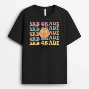 Groovy Vintage 3rd Third Grade Teacher Back To School Gifts T-Shirt - Black