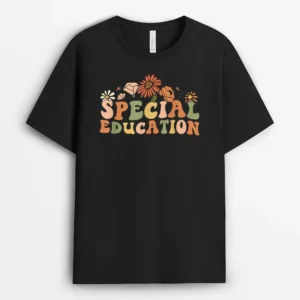 Groovy Wildflower Special Education Teacher Back To School T-Shirt - Black