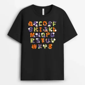 Halloween Alphabet Lazy Halloween Costume Teacher Student T-Shirt - Black