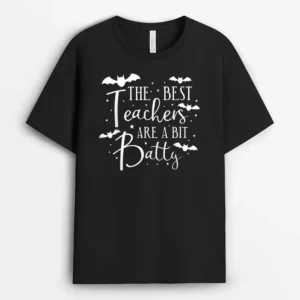 Halloween Best Teachers Are A Bit Batty Spooky Bats T-Shirt - Black