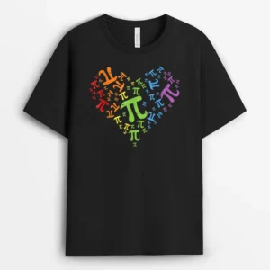 Heart Pi Day Funny Graphic Math Teacher For Women Kids Men T-Shirt - Black