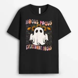 Hocus Pocus Everybody Focus Teacher Spooky Pumpkin Halloween T-Shirt - Black